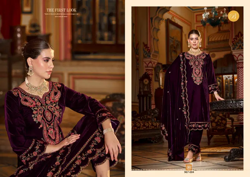 Gulzaar 967 Series By Belliza Winter Wear Velvet Dress Material Wholesale Shop In Surat
